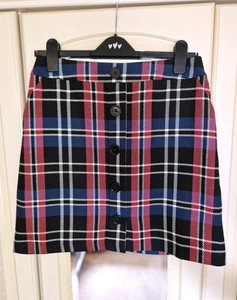 M&S Ladies Lovely Plaid Skirt Size 10 Cute Preppy Office Alt Grunge Punk - Picture 1 of 9