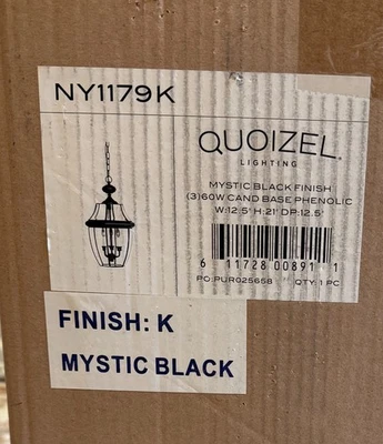 Linterna exterior Quoizel NY1179K 3 luces Newbury en negro místico NUEVO Foto 1 de 4