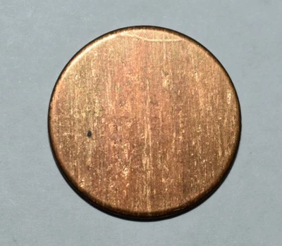 101t. ONE TYPE 1 (NO RIM) UNSTRUCK LINCOLN CENT BLANK - COPPER - 3.10 GRAMS - Image 1 of 2