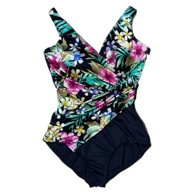 Miraclesuit винтажный радужный тропический цветочный цельный купальник Oceanus размер США 16 - Изображение 1 из 4