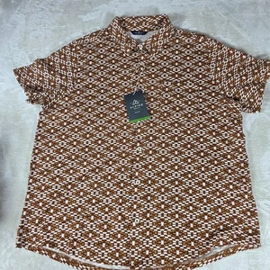 Alpine Design Men's Rooted Knit Button Front Shirt Print Brown/Sacred Geo NEW - Picture 1 of 10
