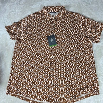 Alpine Design Men's Rooted Knit Button Front Shirt Print Brown/Sacred Geo NEW - Image 1 of 4