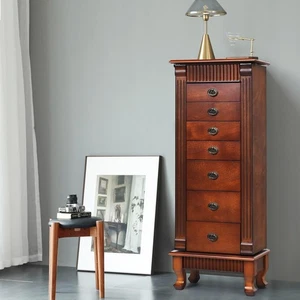 Armario de joyería de pie de madera caja de almacenamiento organizador con soporte de cofre - Imagen 1 de 9