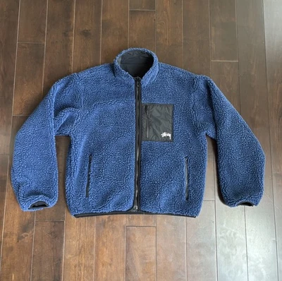 Stussy Sherpa Reversible Fleece Jacket (Weathered Blue) - Image 1 of 4