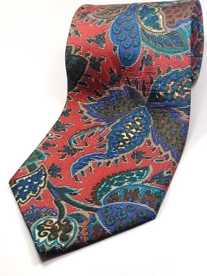 Corbata LIBERTY Hecha en INGLATERRA 100% Seda Para Hombre 56" Corta Rojo Teal Azul Paisley NUEVA Foto 1 de 4