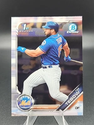 2019 TIM TEBOW BOWMAN CHROME BASEBALL ROOKIE CARD RC #BCP-156  NY METS GATORS - Image 1 of 2