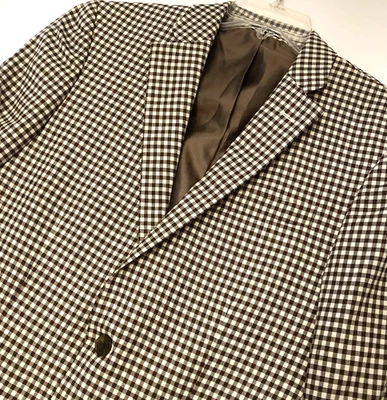 Abrigo deportivo de lana ajustado Stafford para hombre 38R marrón blanco a cuadros chaqueta blazer Foto 1 de 4