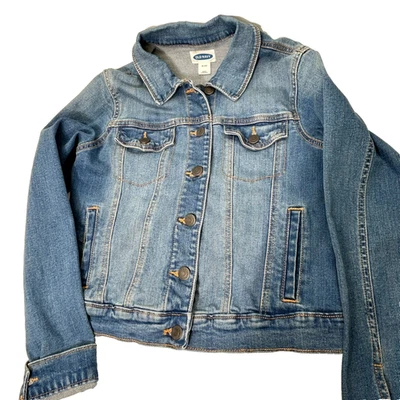 Antigua Chaqueta Recortada Azul Marino Niña XL (14) Azul Denim Manga Larga Botón Delantero Niños Foto 1 de 4