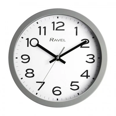 Wall Clock 25cm Grey Plastic Silent Sweep White Dial Kitchen Office Quartz Slim - Image 1 of 4