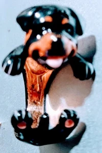 Rottweiler Wear A Wish Animal Hilla Hand Painted Enamel Black Size 6 Ring - Picture 1 of 6