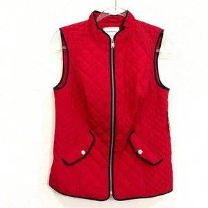 Charter Club Red Quilted Vest w/ Black Trim and Pockets - Red Polish - XS NWT - Picture 1 of 11
