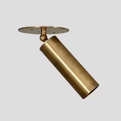Wall Sconce Brass Cylinder Italian Mid century Wall Sconce 1950s Style Brass - Image 1 of 4