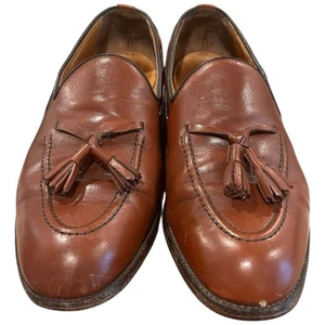 VTG Nettleton Mens Dress Shoes 9 B Narrow Oxford Leather Brown Slip On Loafer - Picture 1 of 16