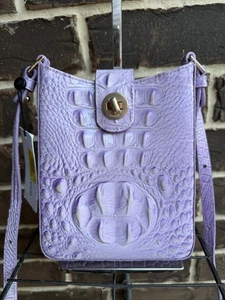 Borsa a tracolla nuova con etichette $ 165 Brahmin Marley Gentle Lavender Melbourne in pelle di coccodrillo - Foto 1 di 4