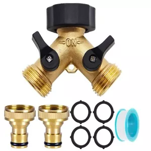 Doppelanschluß 2-Wege Wasserhahn Fitting Wasserrohr Y-Verteiler 3/4Zoll Kupplung - Bild 1 von 8