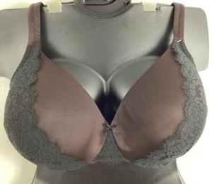 50DDD BROWN LACE Satin Full Coverage Plus Bra Cacique Lane Bryant Nylon New NWOT - Picture 1 of 11