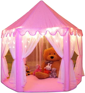 Princess Tent Girls Large Playhouse Kids Castle Play Tent with Star Lights Toy f - Picture 1 of 8