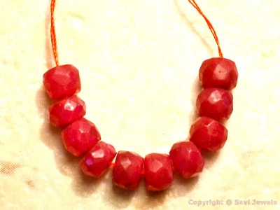 Ruby 4.0-4.6mm (10 Precious Faceted Rondelle Beads) Gemstones (Select-A-Size) - Image 1 of 2