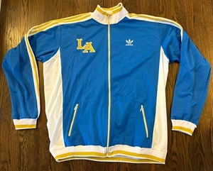 Los Angeles LA  logo Adidas 4XL Tall blue gold stripes Track Jacket 813378 NWT - Picture 1 of 9