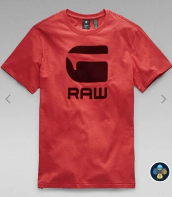Camiseta G-Star Raw Hombre Logo Roja Grande Nueva Foto 1 de 4