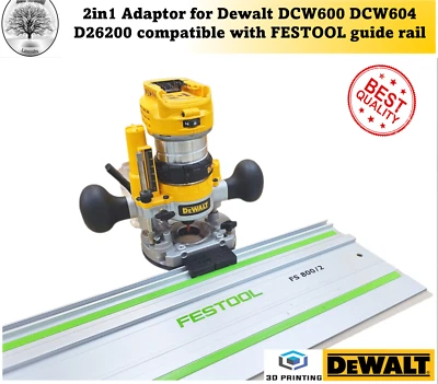 2in1 Dewalt DCW600 DCW604 D26200 Adaptor router guide FESTOOL rail track - Image 1 of 4
