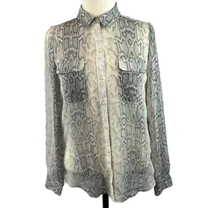 Old Navy Snake Print Button Up Sheer Blouse Long Sleeve Women’ Size Small - Picture 1 of 12