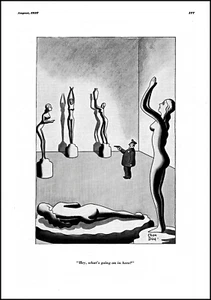 1937 Día de Chon dibujos animados arte museo guardia mujeres desnudas estatuas impresión vintage L52 - Imagen 1 de 1