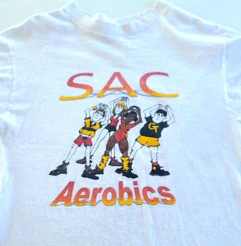 Georgia Tech Vtg Shirt Adult Medium White Single Stitch Aerobics Cover