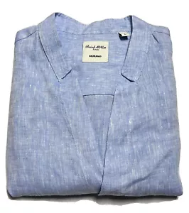 Baird McNutt Murano Men' Shirt Large Roll Tab Long Sleeve Linen Light Blue New - Picture 1 of 7