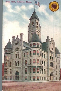 VIntage Postkarte-Rathaus, Wichita, KS - Bild 1 von 2