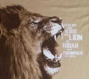 GOD Jesus Christ The Lion Rev 5:5 t-shirt NE Christianity Cross church - Picture 1 of 4