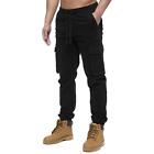 Mens Enzo Cargo Jeans Casual Joggers Straight Cuffed Elasticated Trouser Pants