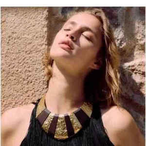 ZARA Maxi Wood Gold Plated Choker Necklace 4736 212 303 - NEW - Picture 1 of 6