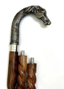 Bastone da passeggio artigianale in legno design a spirale con manico testa di drago - Foto 1 di 2