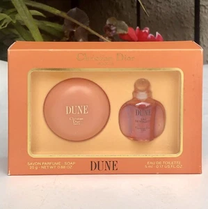💝Vintage DUNE Christian Dior EDT 5ml Mini Perfume Soap/Dish Travel Gift Set NIB - Picture 1 of 4