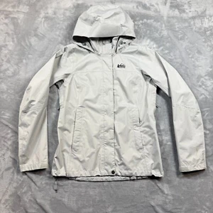 REI CO OP Rainier Rain Jacket Women Small Gray Hooded 2.5L Waterproof Packable - Picture 1 of 9