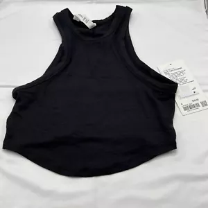 NWT Lululemon Hold Tight Cropped Tank Top Soft Ribbed Stretchy Sz 6 Fitted Black - Picture 1 of 5