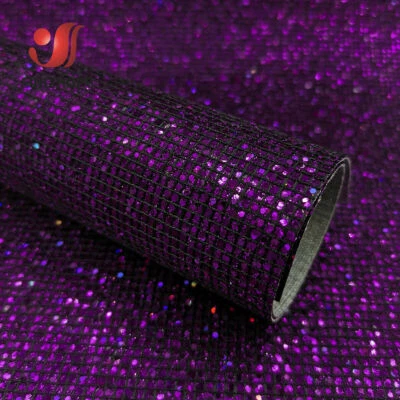 ​Plaid Sequin Glitter Fabric PU Leather For Sewing Clothing Packing Bag DIY - Image 1 of 4