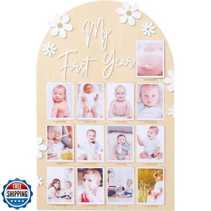 FLHRSM Mein erstes Jahr Bilderrahmen Tafel, 1. Geburtstag Mädchen Junge Geschenke, Neugeborene - Bild 1 von 5