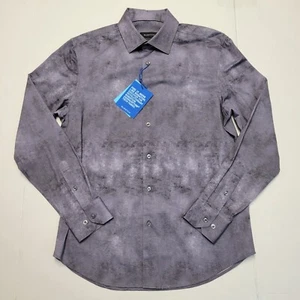 $179 New BUGATCHI Casual Shirt COTTON STRETCH Men's MEDIUM M Gray ANTHRACITE - Picture 1 of 6