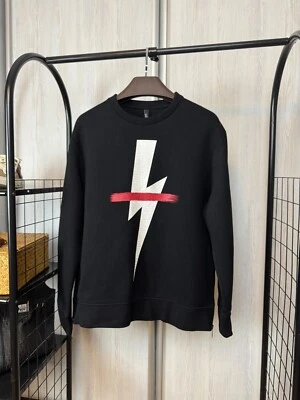 Neil Barrett black Thunderbolt Lightning big logo sweatshirt - Image 1 of 4