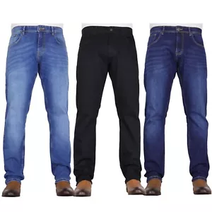 CROSSHATCH Mens Stretch Jeans Basic Work Straight Leg Regular Fit Denim Pants - Picture 1 of 16