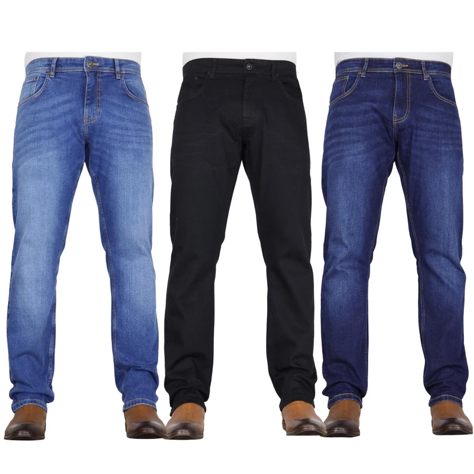 Pantalones de mezclilla CROSSHATCH elásticos de trabajo básico pierna recta calce regular para hombre Foto 1 de 1