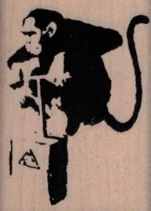 Banksy Affe mit Zünder 2 x 2 3/4" Gummistempel, Banksy Stempel, Graffiti - Bild 1 von 1