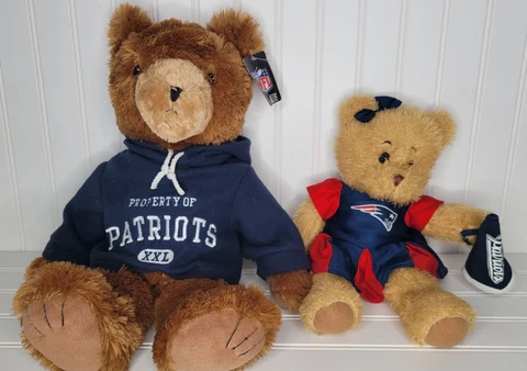2 - 2009 Good Stuff NFL New England Patriots Bear & Cheerleader Plush Stuffed Cover