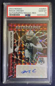 2022 Mosaic Red Auto Maxx Crosby PSA GEM MT 10 Pop of only 7! Las Vegas Raiders - Bild 1 von 5