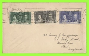 Gibraltar 1937 KGVI Krönungssatz auf schlichtem Brief, Spruchstempel - Bild 1 von 1