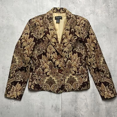 CHAQUETA BLAZER FOCUS 2000 MUJER TALLA 4P BORDADA PAISLEY PETITE Foto 1 de 4