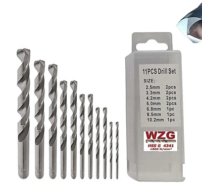 WZ-GATZE Kernlochbohrer Bohrer Metall Spiralbohrer 2,5/M3 - 10,2/M12 Set HSS GN