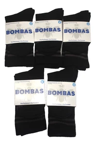 Bombas 5 Pairs Black Crew Socks Honeycomb Arch Cushioned Knit Sock Tech Youth S - Picture 1 of 4